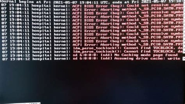 ACPI BIOS ERROR (BUG): Could not resolve symbol [\_SB.PCIO.SATO.PRTO._GTF.DSSP] AE_NOT_FOUND (20190816/psargs-330)