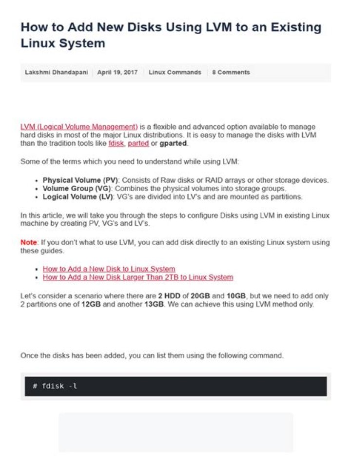 Adding Disks With LVM