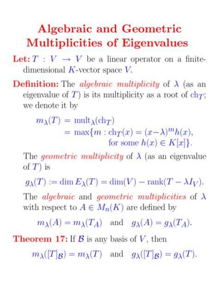 Algebraic and geometric multiplicities of eigenvalues of a $3 \times 3$ matrix