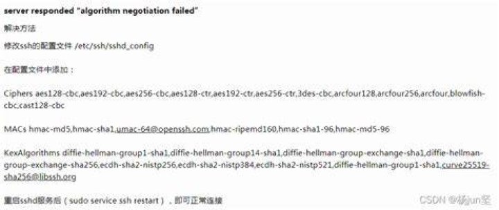 Algorithm Negotiation failed when trying to connect to server