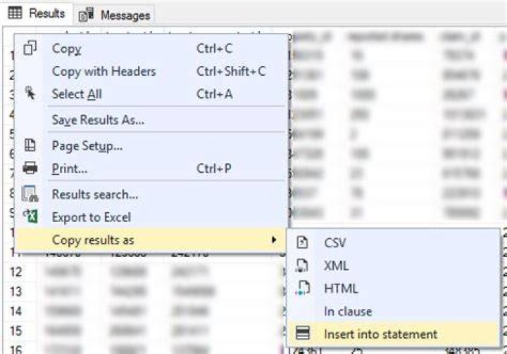 ApexSQL Copy Results As Insert into statement