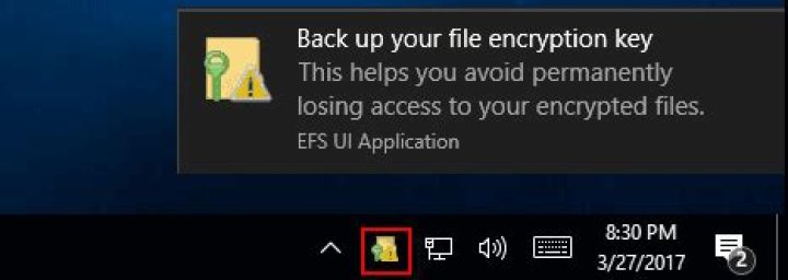 Backup file encryption key