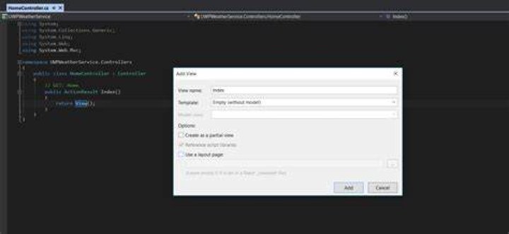 Can't Add View from Controller in VS 2015 : 