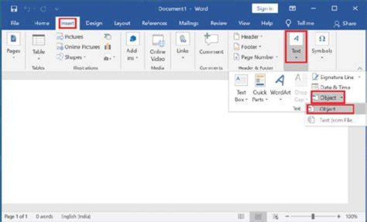 Can't insert PDF as object into WORD