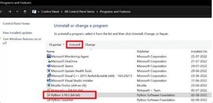 can't uninstall Python 3.6 on windows 10