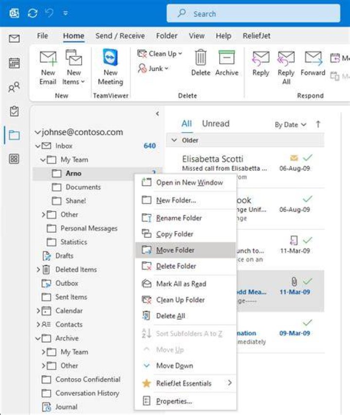 Can I hide built-in folders in Outlook 365?