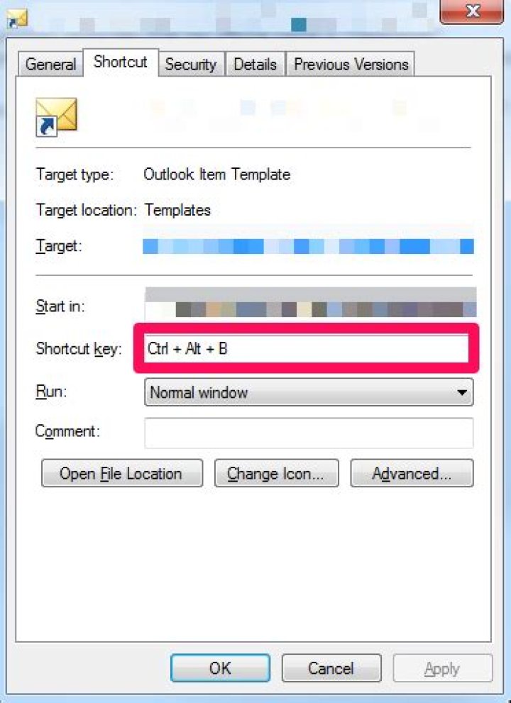 Can I make a shortcut to Send Outlook Email from Template?