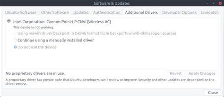 Cannon Point-LP CNVi [Wireless-AC] Device not working
