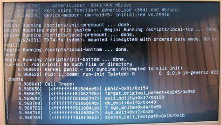 Cannot boot because: Kernel panic - not syncing: Attempted to kill init!