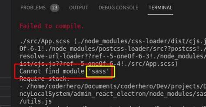 Cannot find module 'sass'