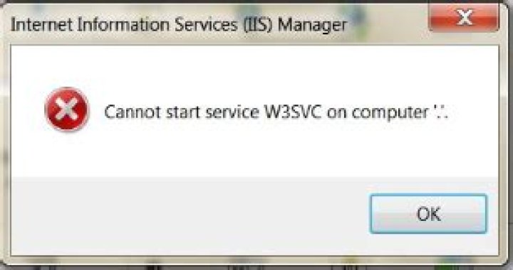 Cannot start service W3SVC on computer '.'