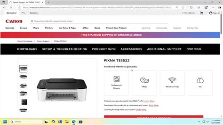 Canon printer setup errors model TS3522