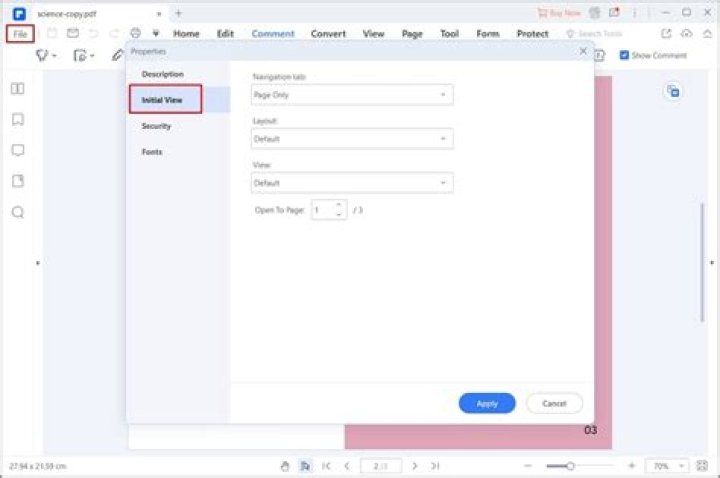 Change default zoom level of PDF files