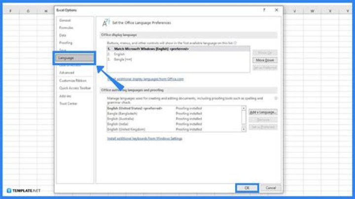 Change numbering language of the Excel context by changing the Windows language