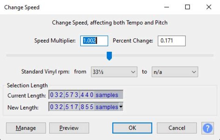 Change Speed Dialog