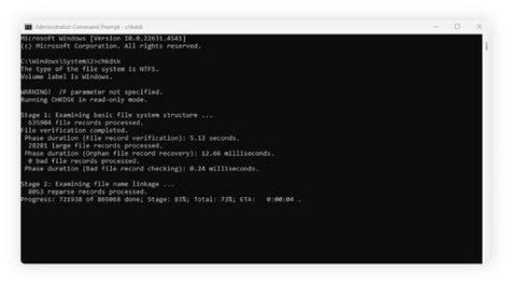 chkdsk: setting a specific path is not working