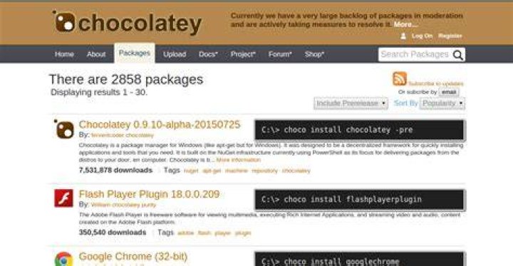 Chocolatey Packages Screenshot