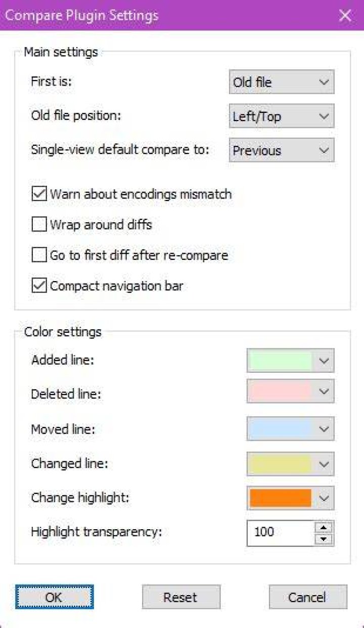 Compare plugin in notepad++ is too bright. Any fix?