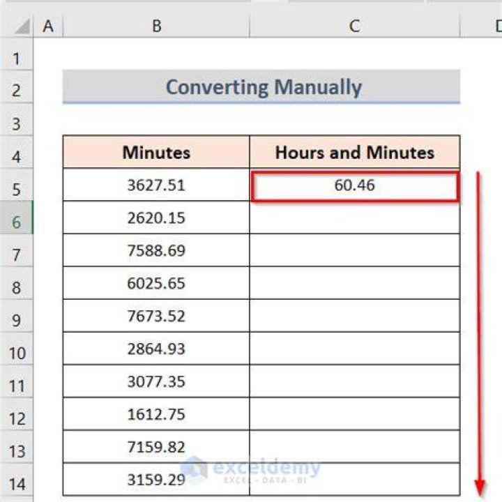 Convert time range into minutes formula
