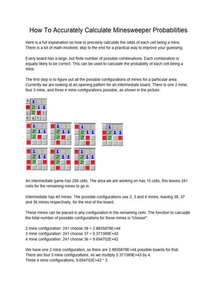 Correct probability calculation for Minesweeper