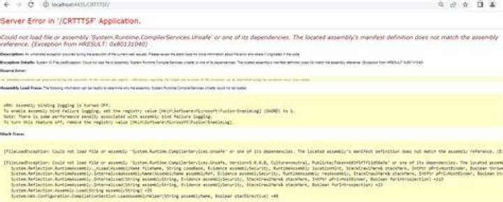 Could not load file or assembly 