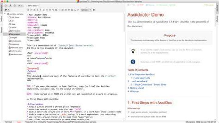 Create a Table with highlighted Source Code in Asciidoc