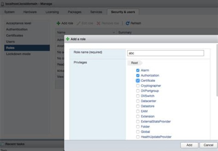 Creating User in esxi 6.5 and assigning role