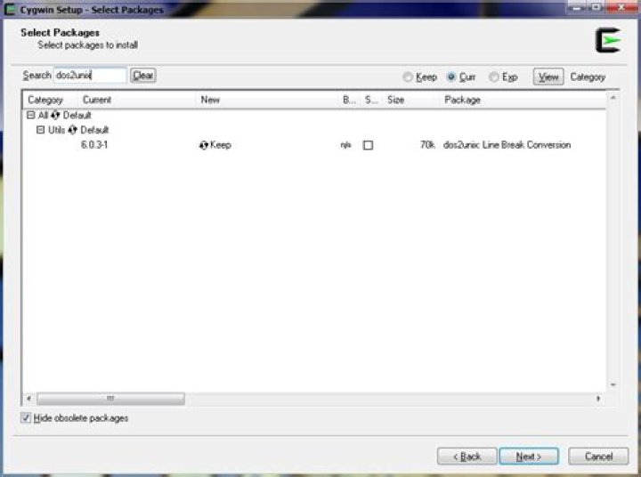 Cygwin Dos2Unix Command not found