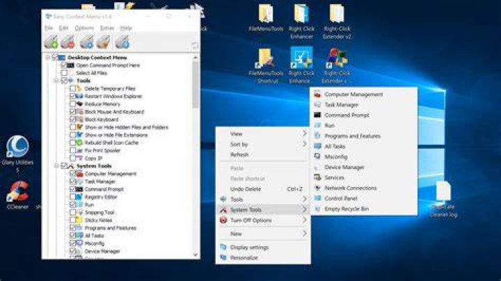 Desktop context menu