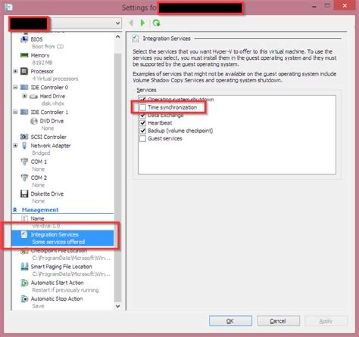 Disabling time synchronization with Hyper-V