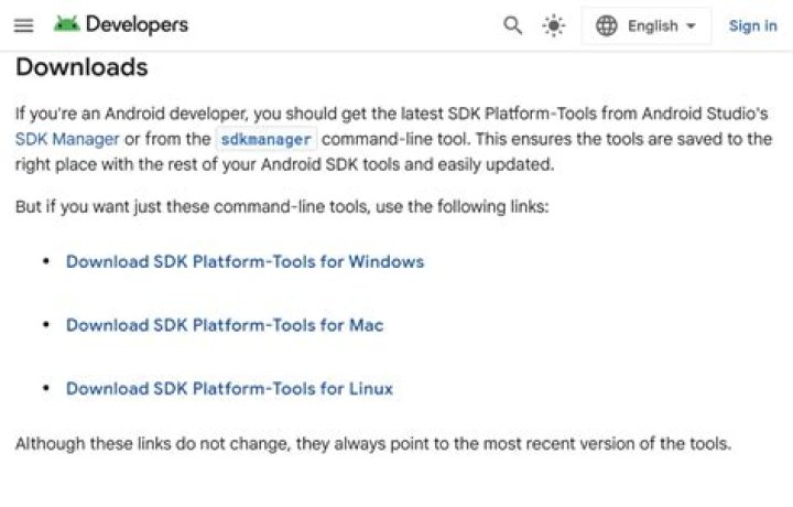 Downloading Android SDK