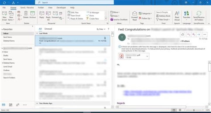 E-Mails via Outlook 2016 not Displaying