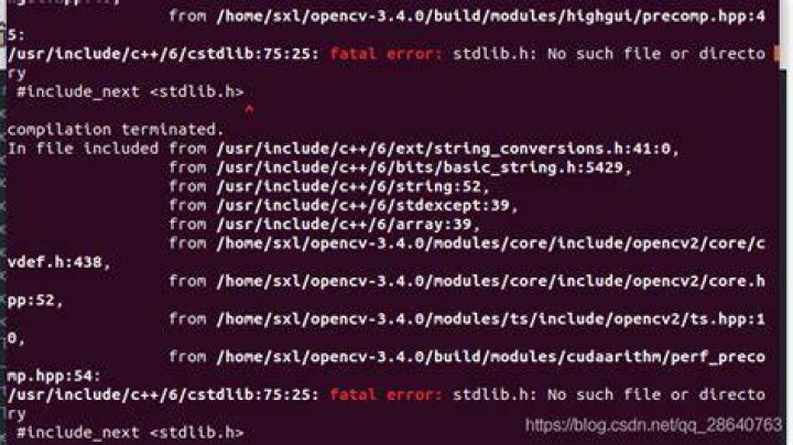 Error compiling OpenCV, fatal error: stdlib.h: No such file or directory