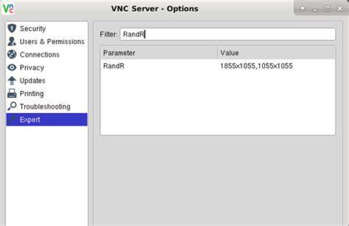 Error on changing the resolution of a vnc session in linux on the fly