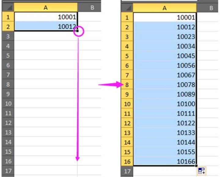 Excel auto fill a column with increment