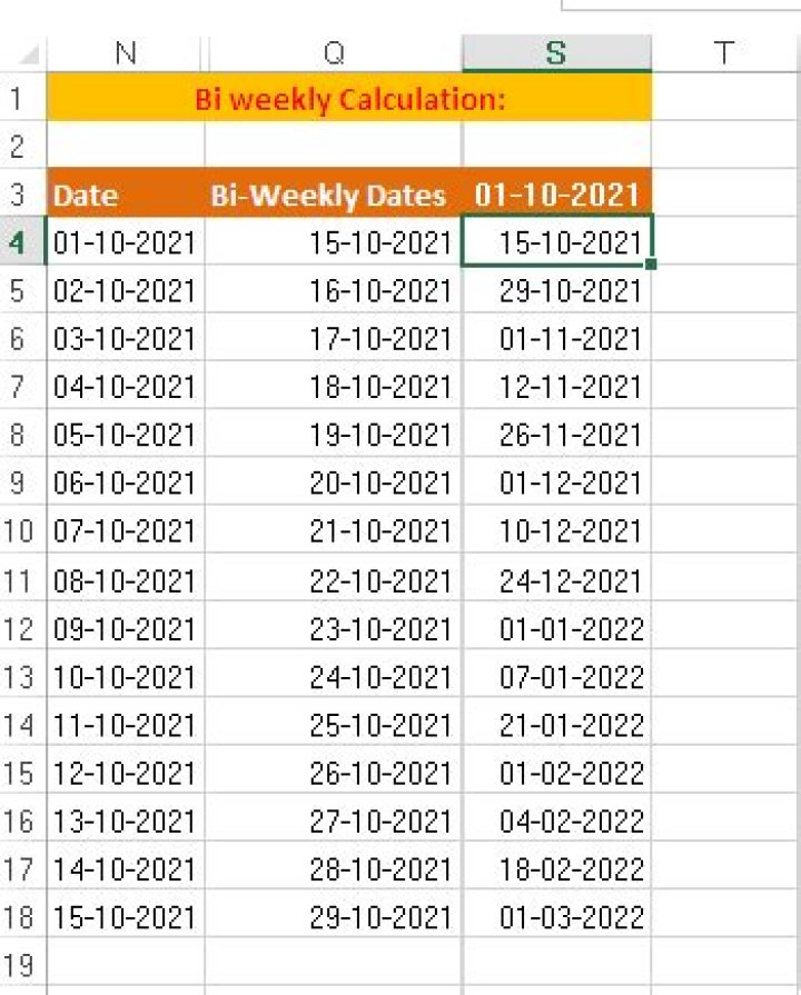 Excel: Calculate Biweekly Periods and the Associated Number