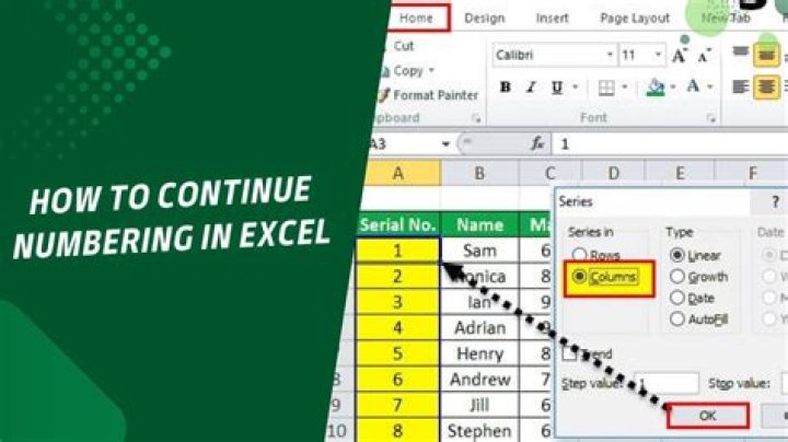 Excel: Continuing numbering in another column