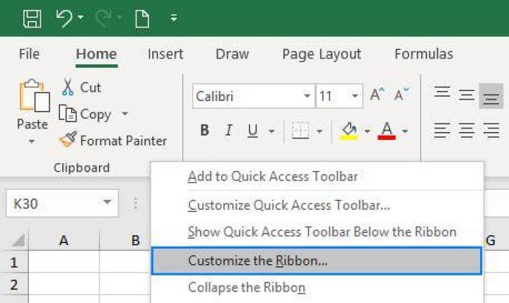 Excel Customize Ribbon