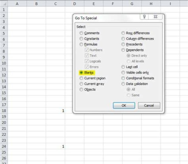 Excel: Delete row if cell in certain column is blank?