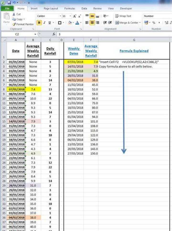 Excel: how to convert a table with daily dates to weeks