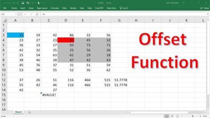 Excel offset formula