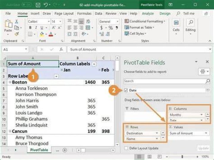 Excel - Pivot table from multiple Tables with the exact same columns