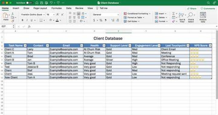 Excel spreadsheet details