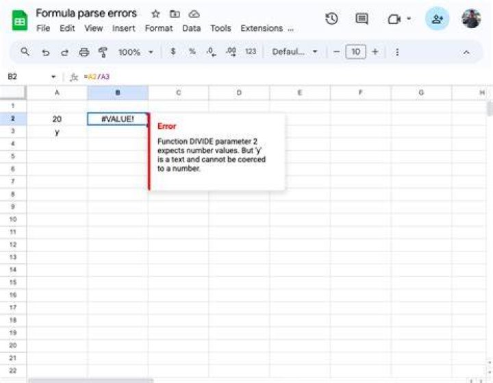 Excel to Google Sheets - Error: Formula parse error