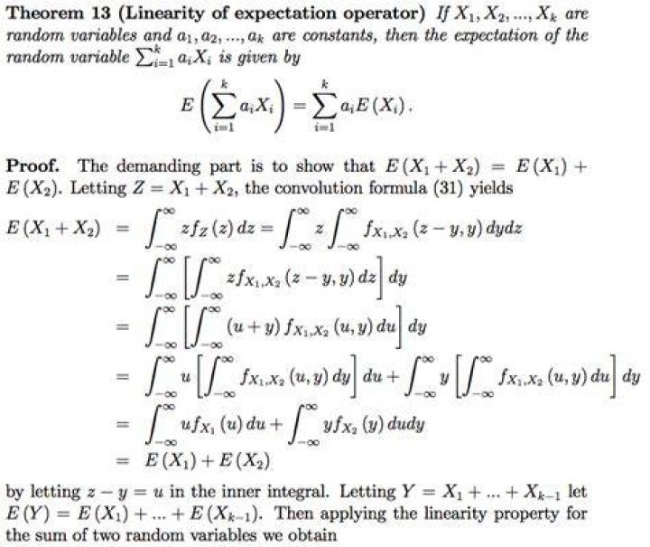 Explanation of linearity of expectation