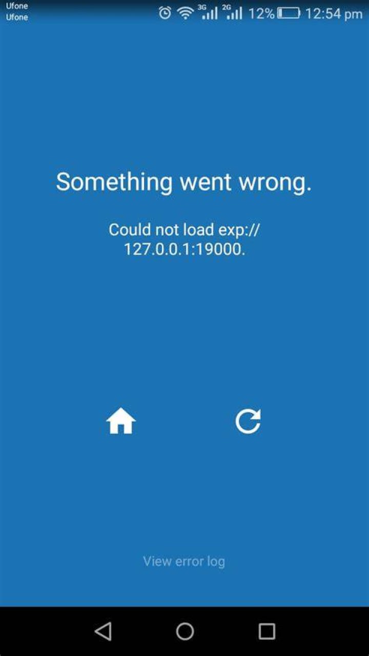 Expo error something went wrong could not load exp://127.0.0.1:19000