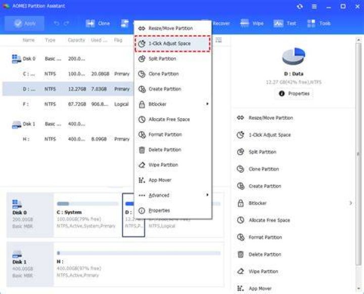 Extend non-contiguous partitions
