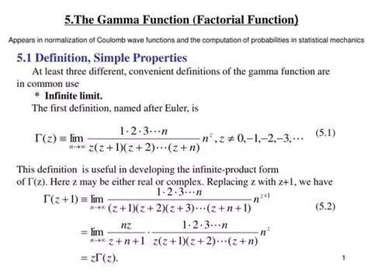 factorial vs gamma function