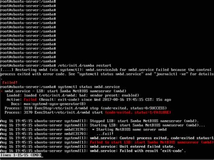 failed to restart samba after modifying smb.conf [closed]