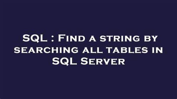 Find a string by searching all tables in SQL Server